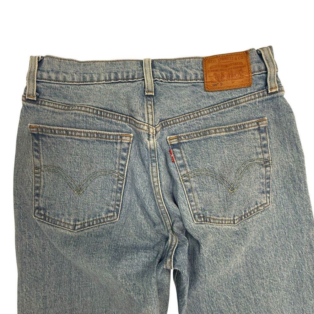 Levis 501 Del Norte Slim Jeans Women Size 28 Blue Embroidered Button Fly Flame - Picture 3 of 16